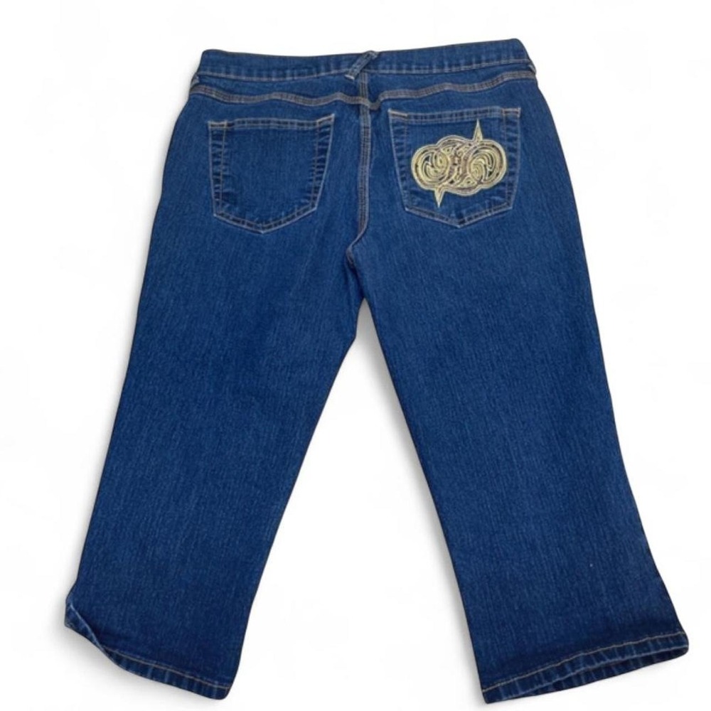 Fabulosity Kimora Lee Simmons Vintage Y2K Denim Capri Jeans Women's Size 9 Gold